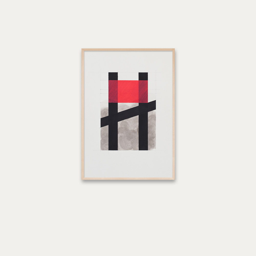 Framed Artwork, Grid, 2014, 35x50 cm (13.8x19.7 in), Acryl & Pencil on Paper, Artist Jürgen Bauer
