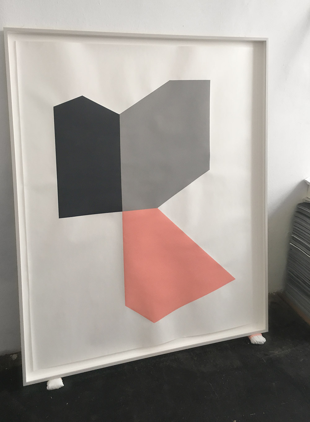 Framed Artwork, Title: Fold (Reduced_R17), 2017, 125×150 cm (49,2×59 in), Acryl on Paper, Artist Jürgen Bauer, Geometric, Concrete art