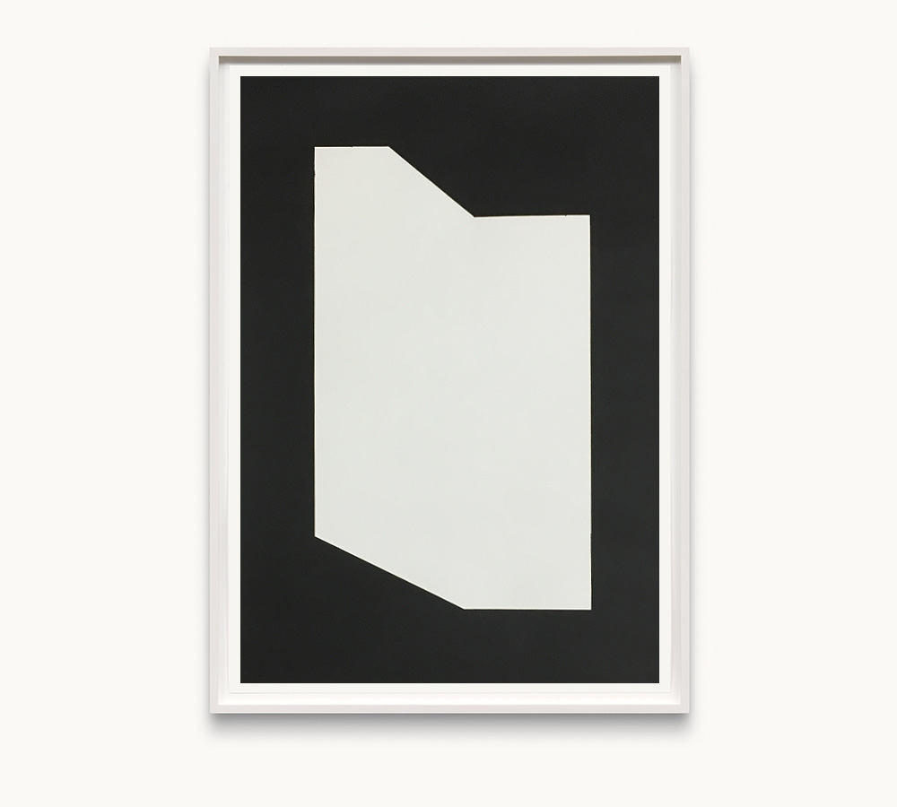 Framed Artwork, Title: Fold (Reduced_R06), 2017, 50 × 70 cm (19.7×27.6 in), Acryl on Paper, Artist Jürgen Bauer, Geometric, Concrete art