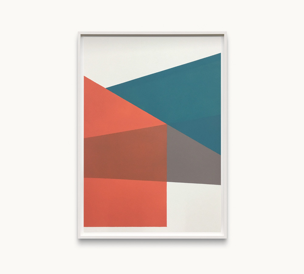 Framed Artwork, Title: Fold (Sequence S6/5/3), 2017, 35×50 cm (13.8×19.7 in), Acryl on Paper, Artist Jürgen Bauer, Geometric, Concrete art