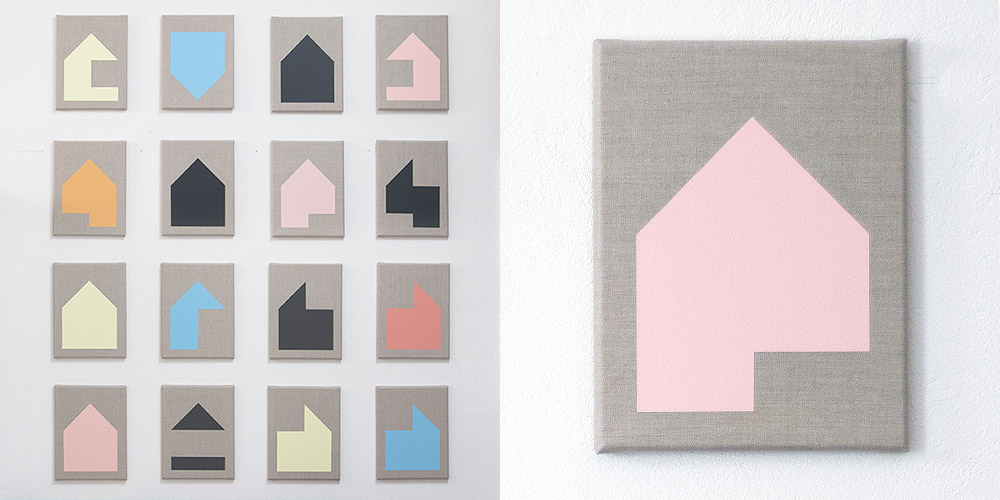 Multi pieces artwork House Repetition, 2022, acrylic on canvas, 35 x 27 cm
