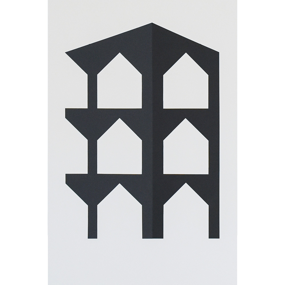 Picture of an artwork on canvas 200 x 138 cm named House Repetition 3D-9 by artist Jürgen Bauer