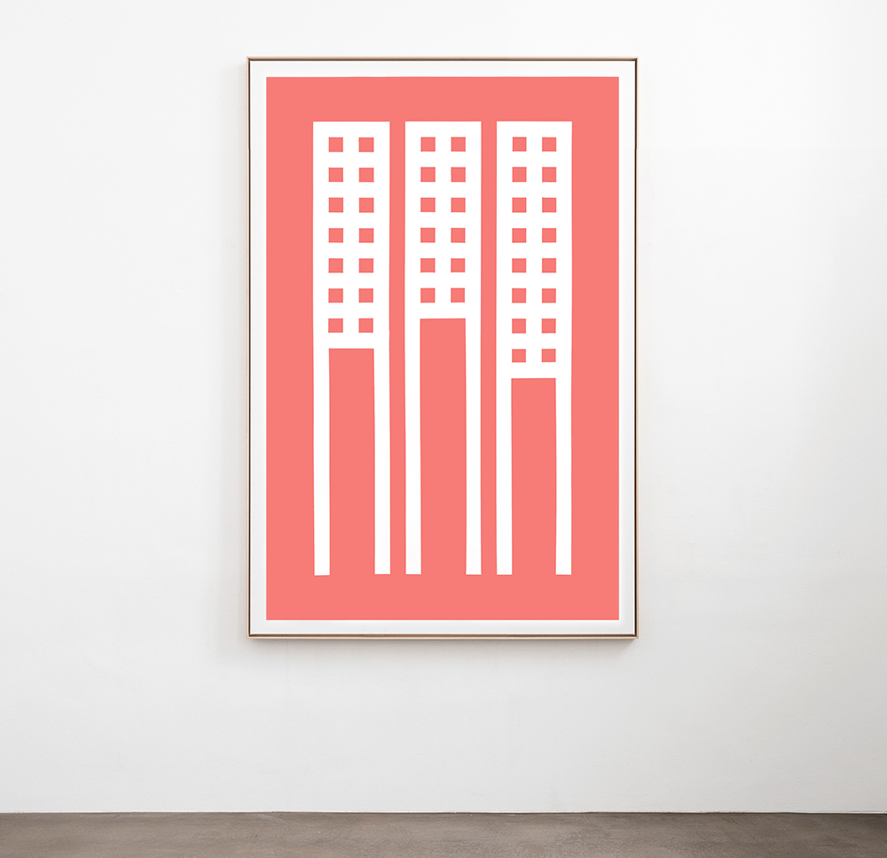 Artwork framed on canvas, from the series building blocks by visual artist Jürgen Bauer