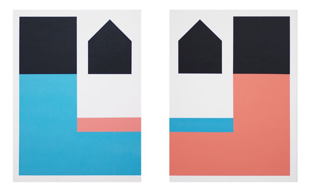 Picture of an artwork by artist Jürgen Bauer named House Module, 2021, acrylic on canvas, 80 x 60 cm
